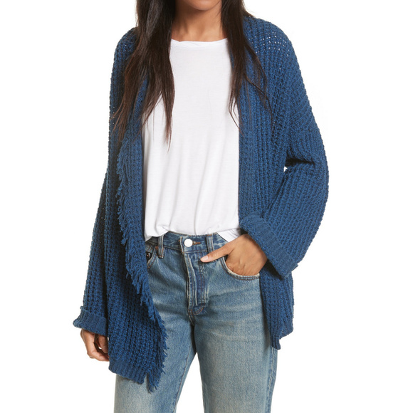 Free People Sweaters - Ill Be Around Fringe Slouchy Silk Cotton Cardigan